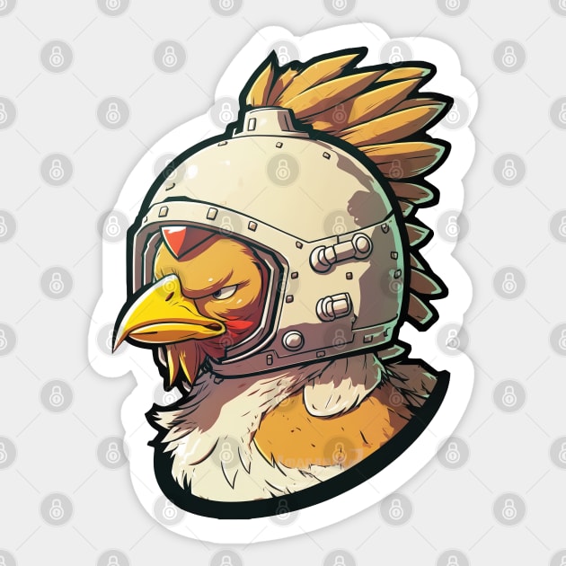 Cool Space Chicken Sticker by RailoImage